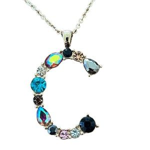 Bella Jack C monogram initial gemstone and gold necklace NWT